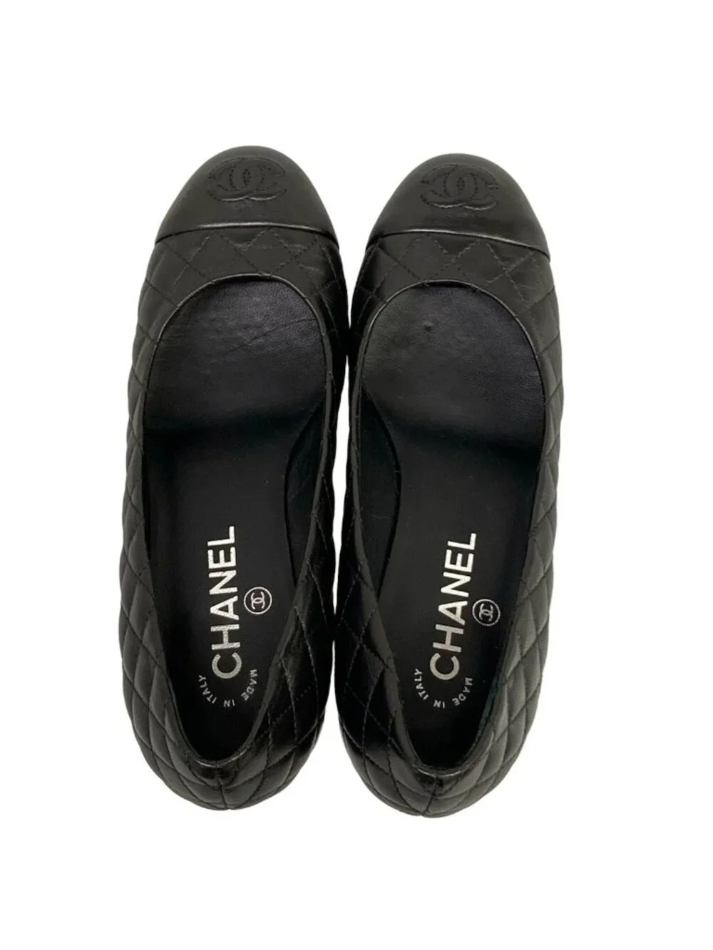 Chanel Pumps C Black Quilted CC Logo Lambskin Heels